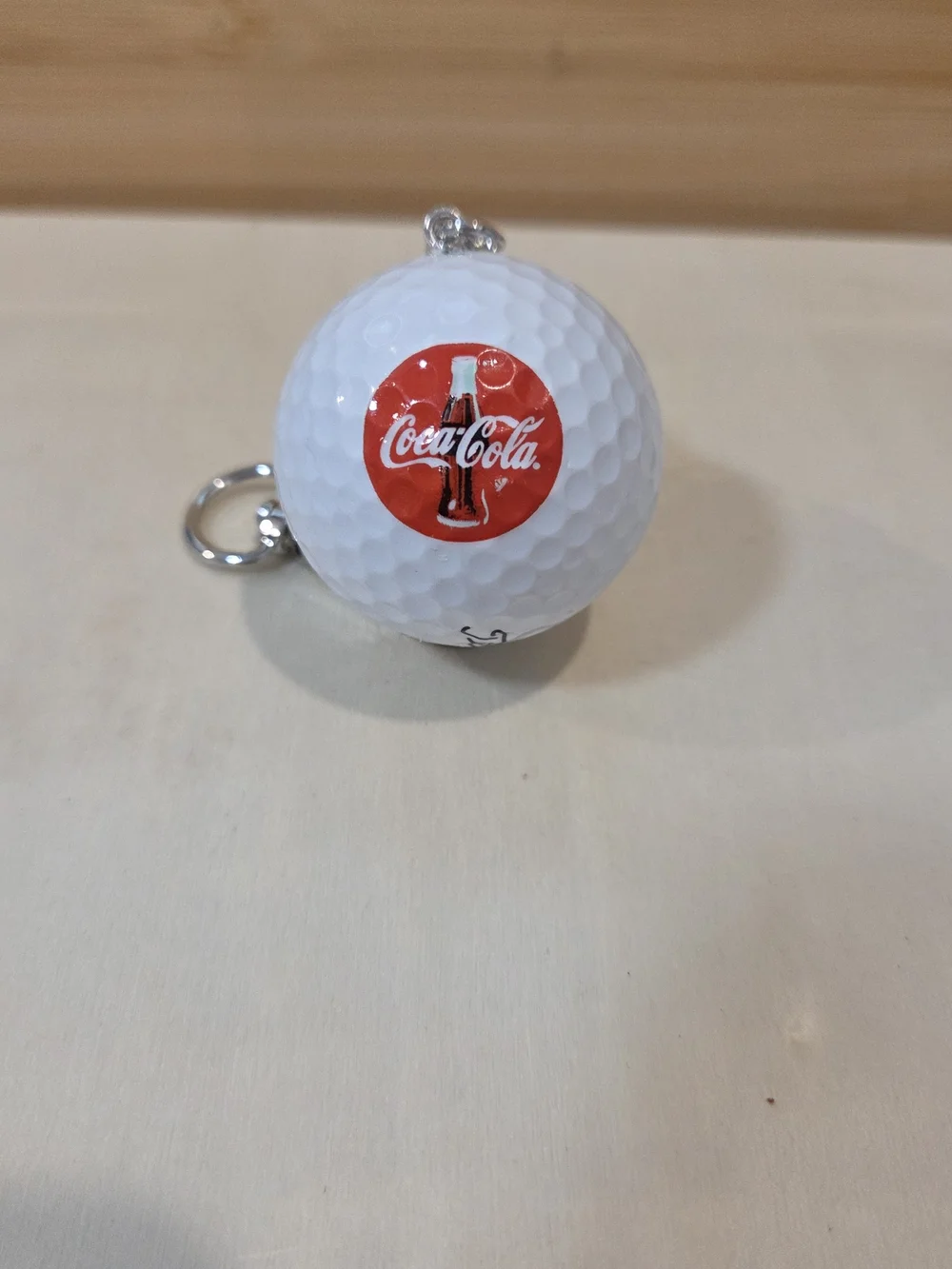 Vintage Coca Cola Upcycled Golf Ball Key Ring Coke Collectible
